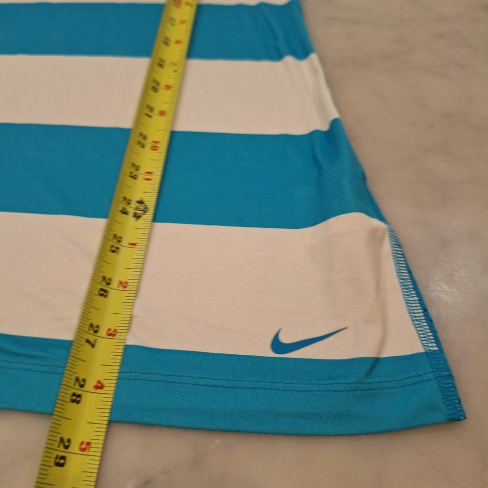 Nike Tank Top Women Medium Teal White Striped Mesh Racerback Activewear Running - Picture 6 of 7